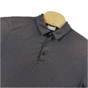 LinkSoul Golf Polo Shirt Mens M Gray White Stripe‎ Lightweight Preppy Golfer